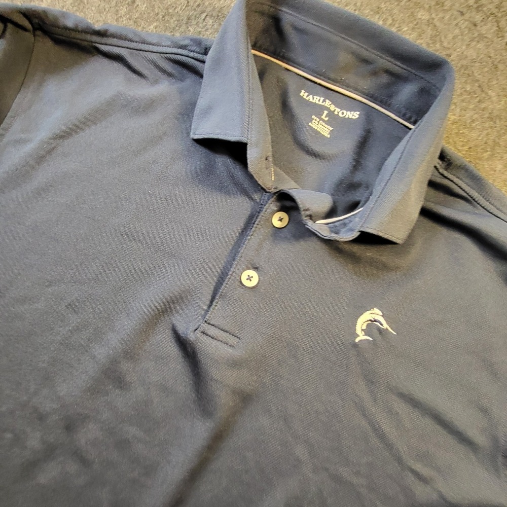 Harlestons Yachtsman Golf Polo Men's Large Blue Performance Mallard